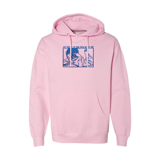 Pink "Can't Talk Rn" Embroidered Hoodie